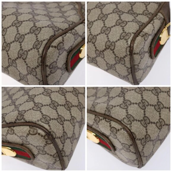 GUCCI GG Supreme Web Sherry Line Shoulder Bag PVC Beige Gold Auth sw1153 - Picture 15 of 16